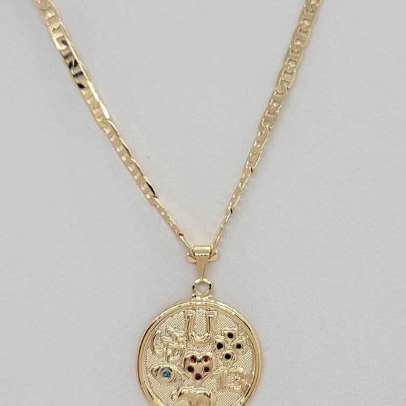 Last One Brand New Brazilian 18k Gold Filled Multi Lucky Charms Necklace - Picture 6 of 7